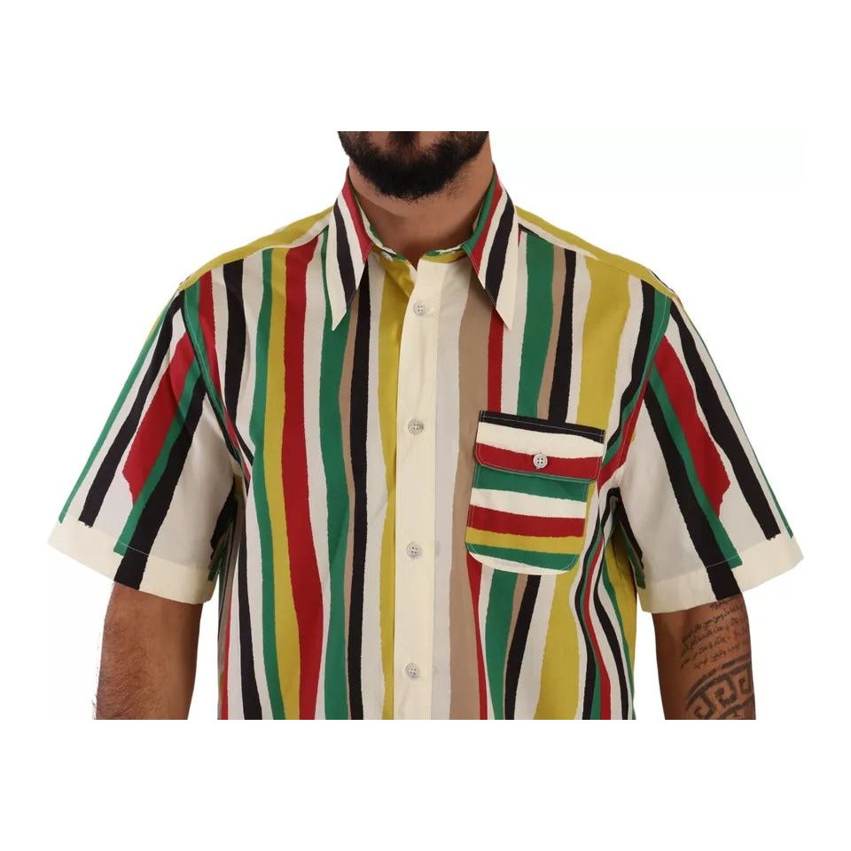 Dolce & Gabbana Multicolor Striped Short Sleeve Cotton Shirt Dolce & Gabbana