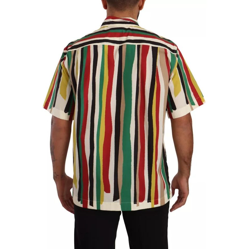 Dolce & Gabbana Multicolor Striped Short Sleeve Cotton Shirt Dolce & Gabbana