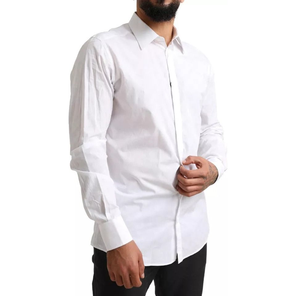 Dolce & Gabbana White GOLD Formal Cotton Tuxedo Dress Shirt Dolce & Gabbana