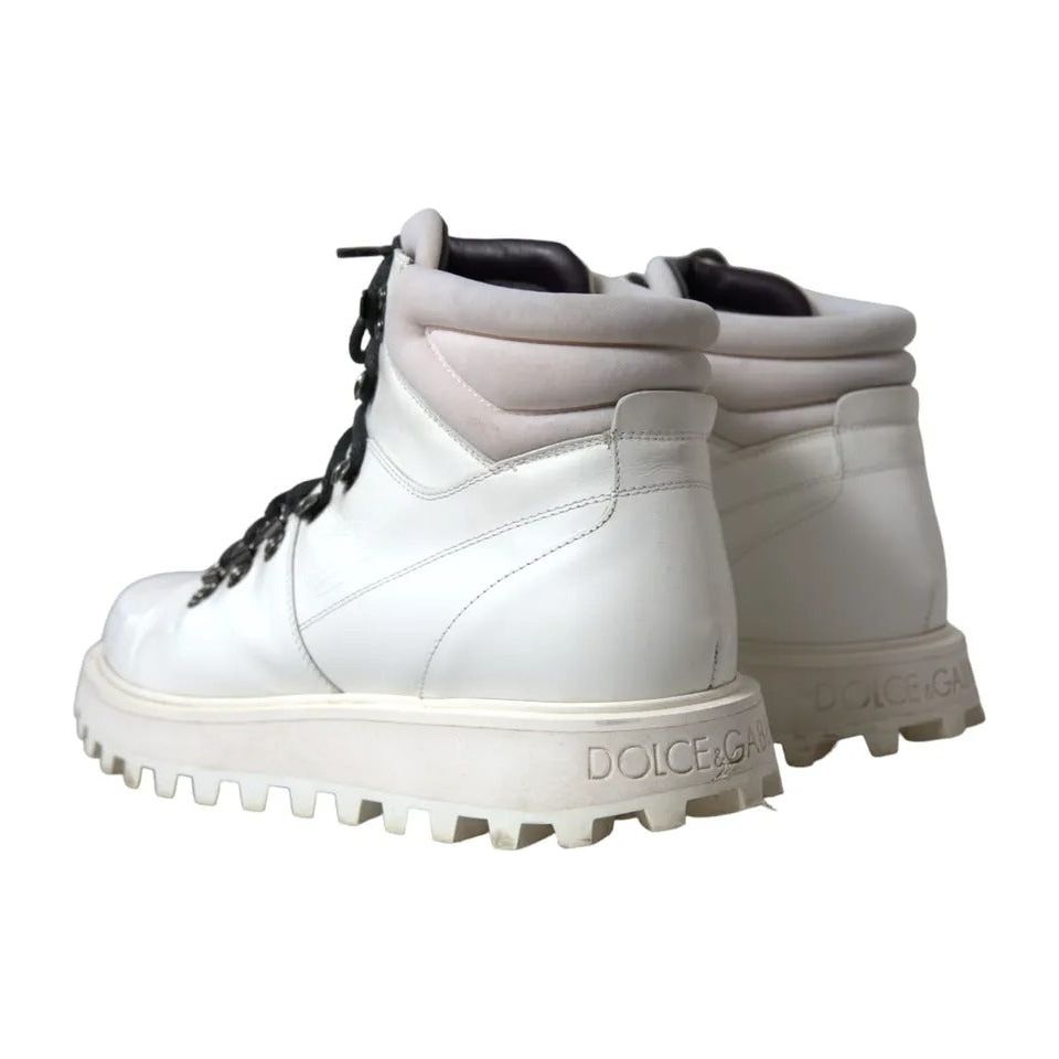 Dolce & Gabbana White Vulcano Trekking Ankle Boots Men Shoes Dolce & Gabbana