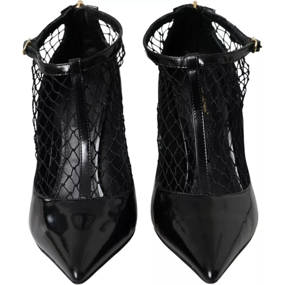 Dolce & Gabbana Black Mesh Patent Leather Heels Pumps Shoes Dolce & Gabbana