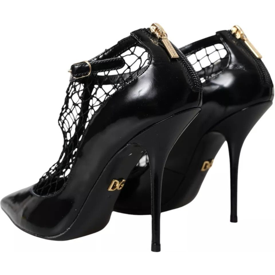 Dolce & Gabbana Black Mesh Patent Leather Heels Pumps Shoes Dolce & Gabbana