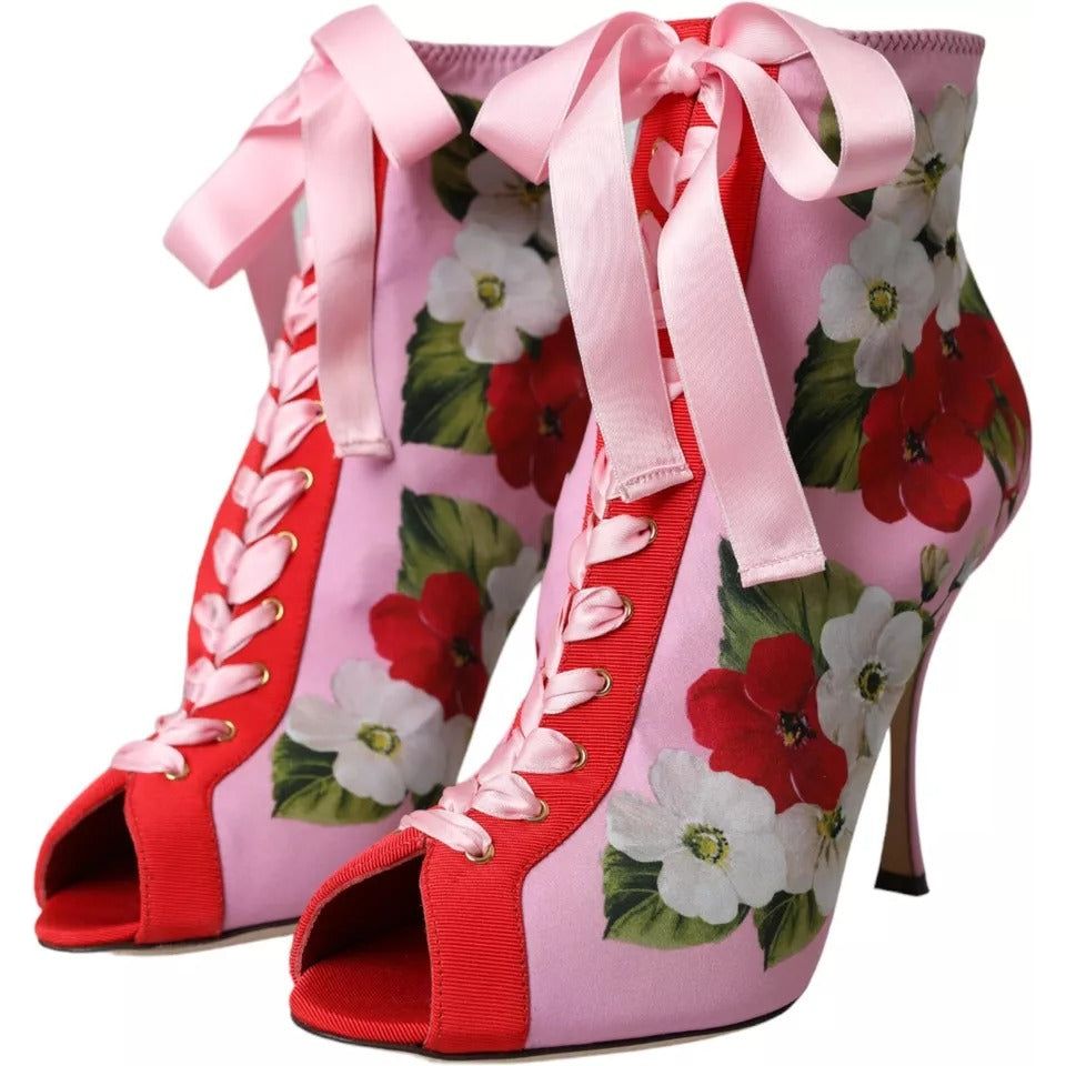 Dolce & Gabbana Multicolor Jersey Stretch Boots Open Toes Heels Shoes Dolce & Gabbana