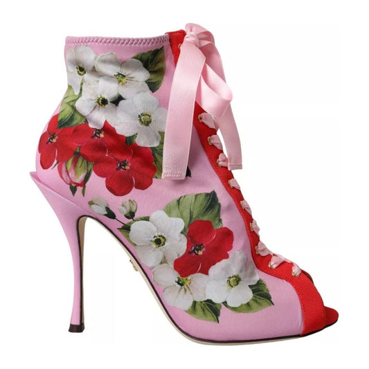 Dolce & Gabbana Multicolor Jersey Stretch Boots Open Toes Heels Shoes Dolce & Gabbana