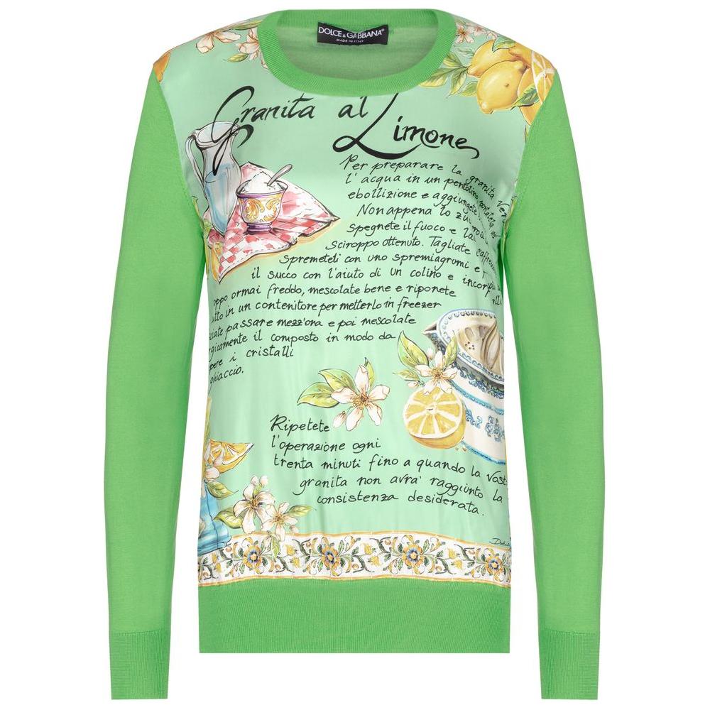 Dolce & Gabbana Green Silk Sweater Dolce & Gabbana