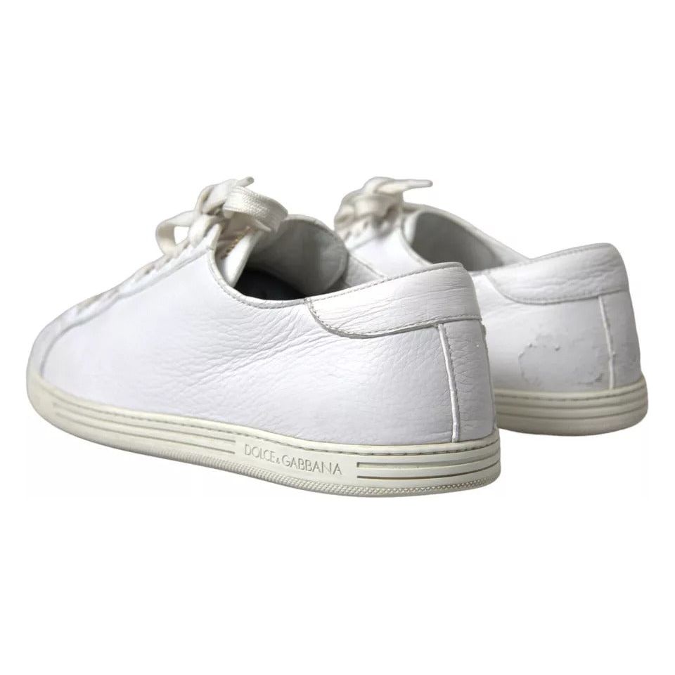 Dolce & Gabbana White Leather Lace Up Sneakers Saint Tropez Shoes Dolce & Gabbana