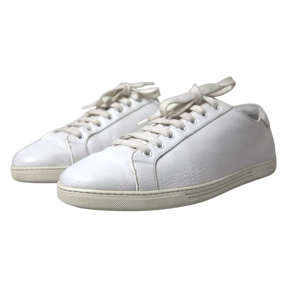 Dolce & Gabbana White Leather Lace Up Sneakers Saint Tropez Shoes Dolce & Gabbana