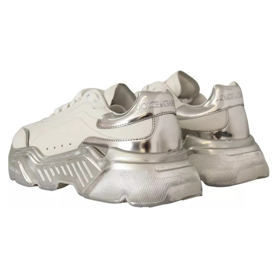 Dolce & Gabbana White Silver Leather Daymaster Women Sneakers Shoes Dolce & Gabbana