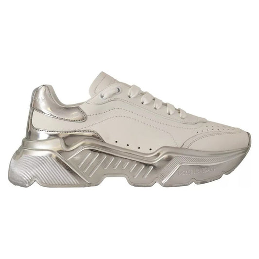 Dolce & Gabbana White Silver Leather Daymaster Women Sneakers Shoes Dolce & Gabbana