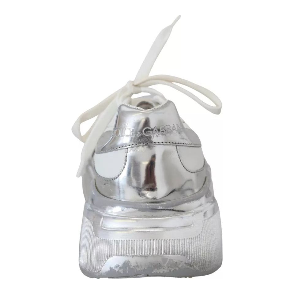 Dolce & Gabbana White Silver Leather Daymaster Women Sneakers Shoes Dolce & Gabbana