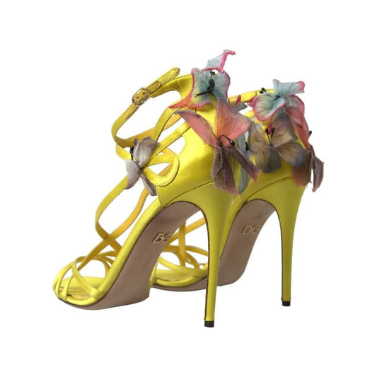 Dolce & Gabbana Yellow Butterfly Applique Sandals Shoes Dolce & Gabbana