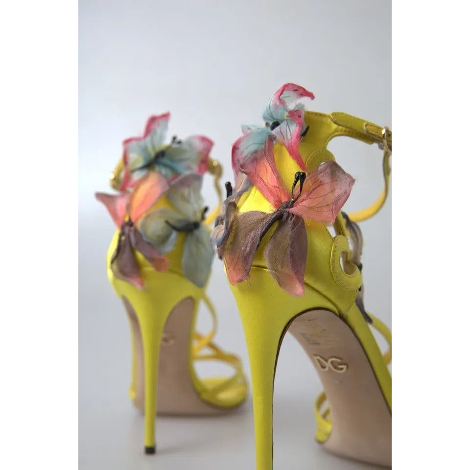 Dolce & Gabbana Yellow Butterfly Applique Sandals Shoes Dolce & Gabbana