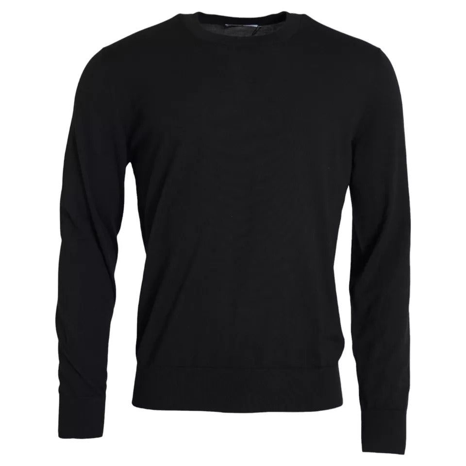 Dolce & Gabbana Black Wool Knit Crew Neck Pullover Sweater Dolce & Gabbana