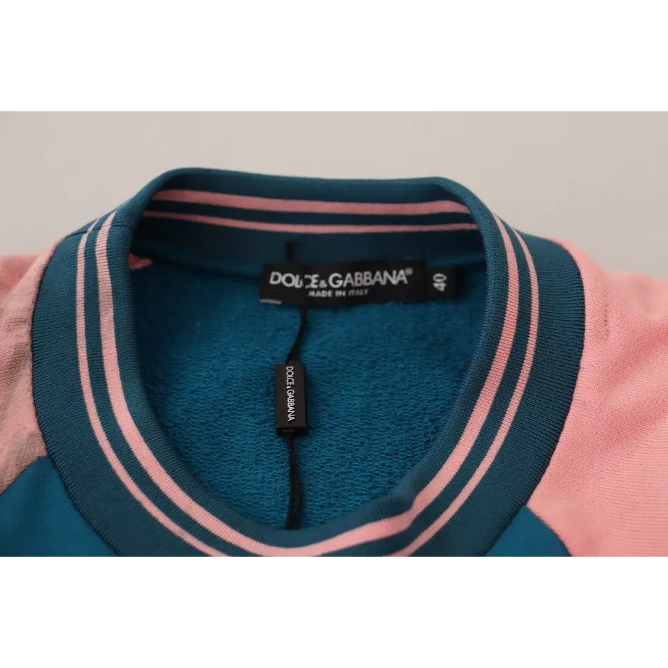 Dolce & Gabbana Blue Pink Tropical Queen Pullover Sweater Dolce & Gabbana