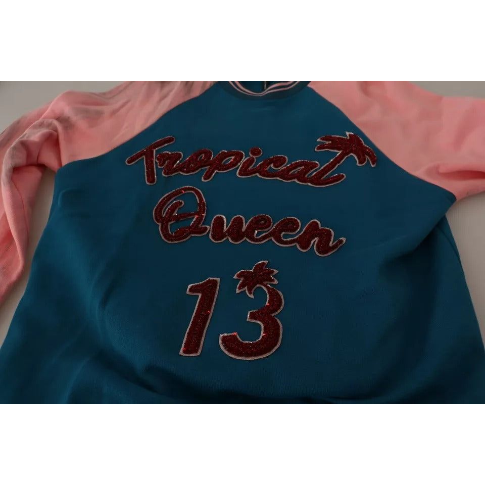 Dolce & Gabbana Blue Pink Tropical Queen Pullover Sweater Dolce & Gabbana