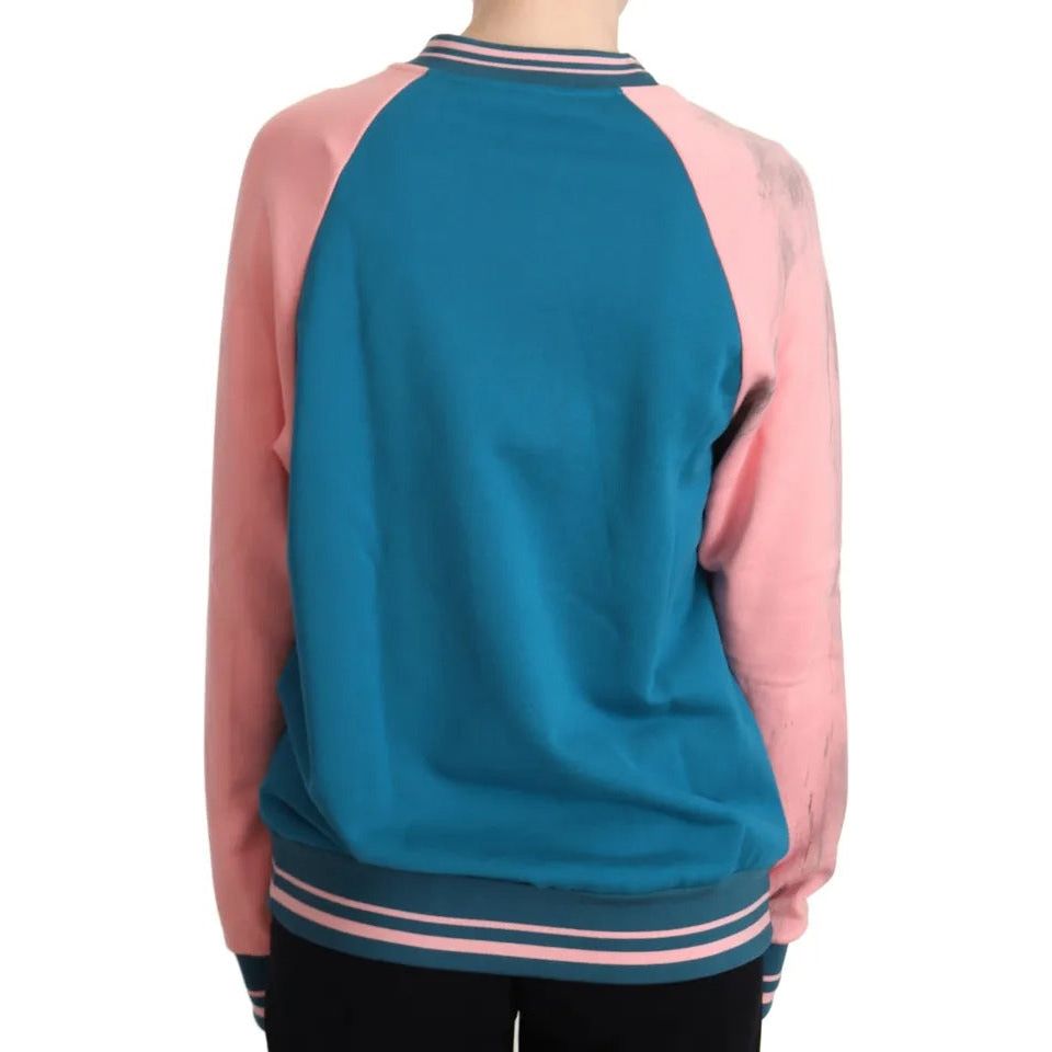 Dolce & Gabbana Blue Pink Tropical Queen Pullover Sweater Dolce & Gabbana