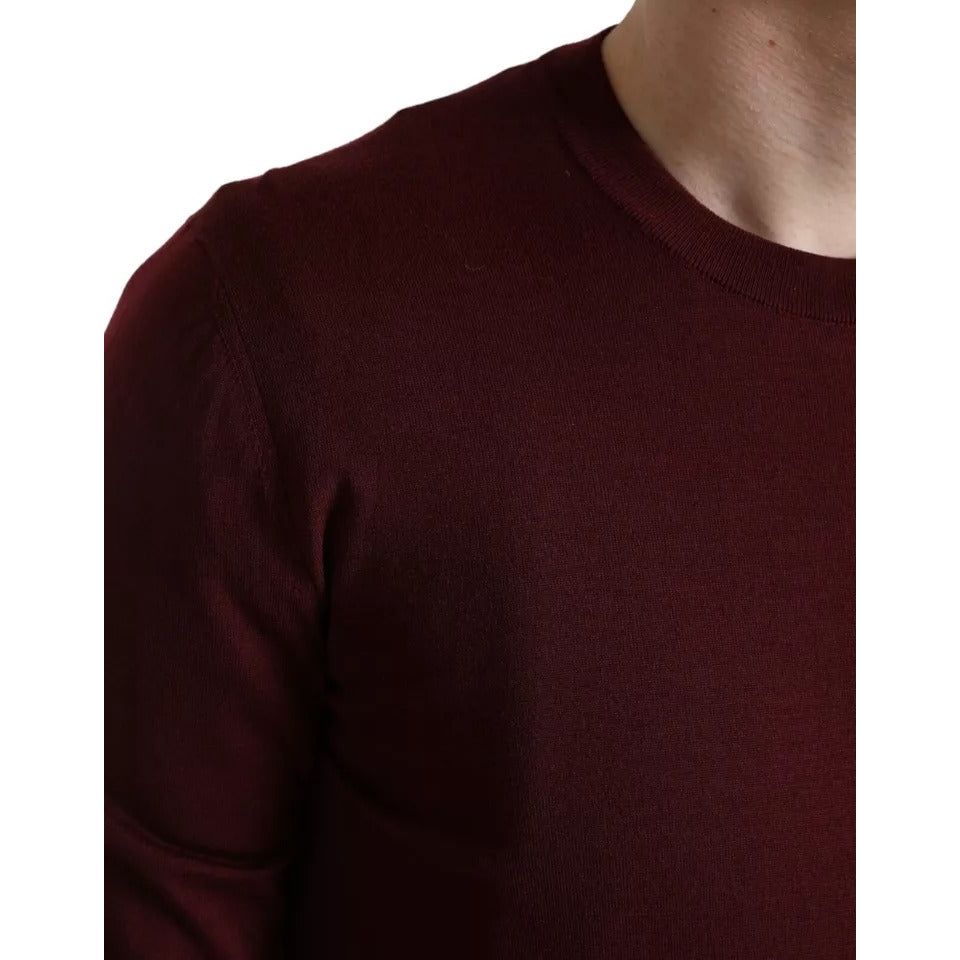 Dolce & Gabbana Bordeaux Wool Knit Crew Neck Pullover Sweater Dolce & Gabbana