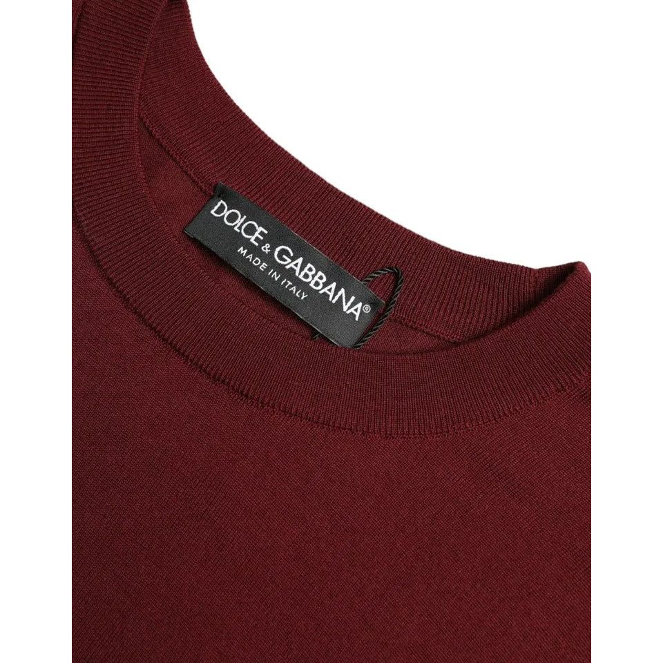 Dolce & Gabbana Bordeaux Wool Knit Crew Neck Pullover Sweater Dolce & Gabbana