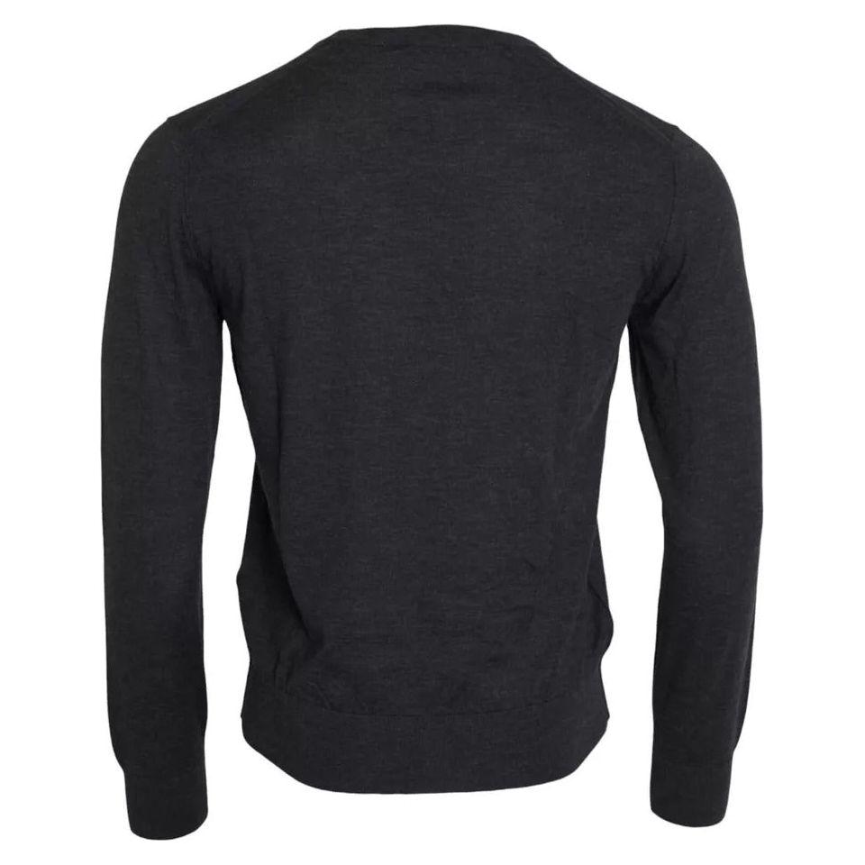 Dolce & Gabbana Dark Gray Cashmere Crewneck Pullover Sweater