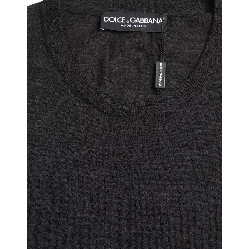 Dolce & Gabbana Dark Gray Cashmere Crewneck Pullover Sweater Dolce & Gabbana