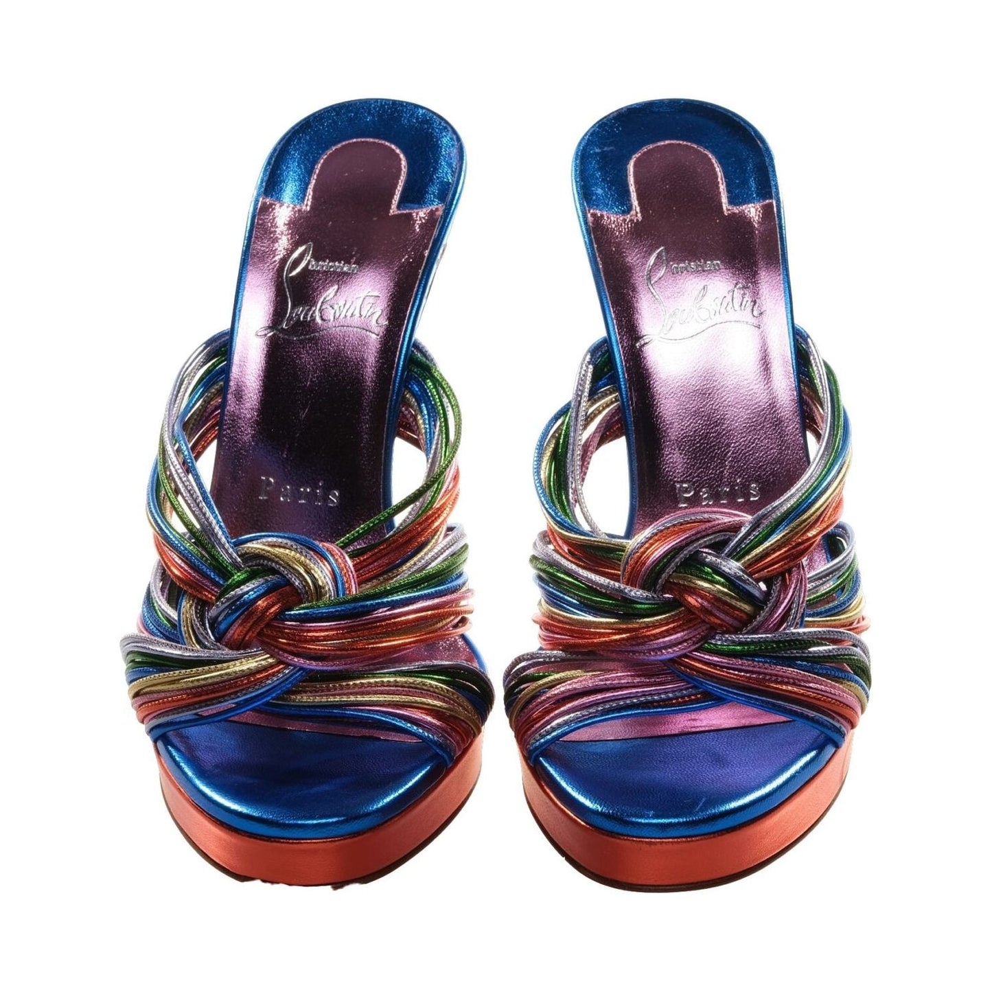 Christian Louboutin Multitaski Alta 120 Multicoloured Leather Knotted Strappy High Heel Mules Christian Louboutin