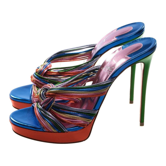 Christian Louboutin Multitaski Alta 120 Multicoloured Leather Knotted Strappy High Heel Mules Christian Louboutin