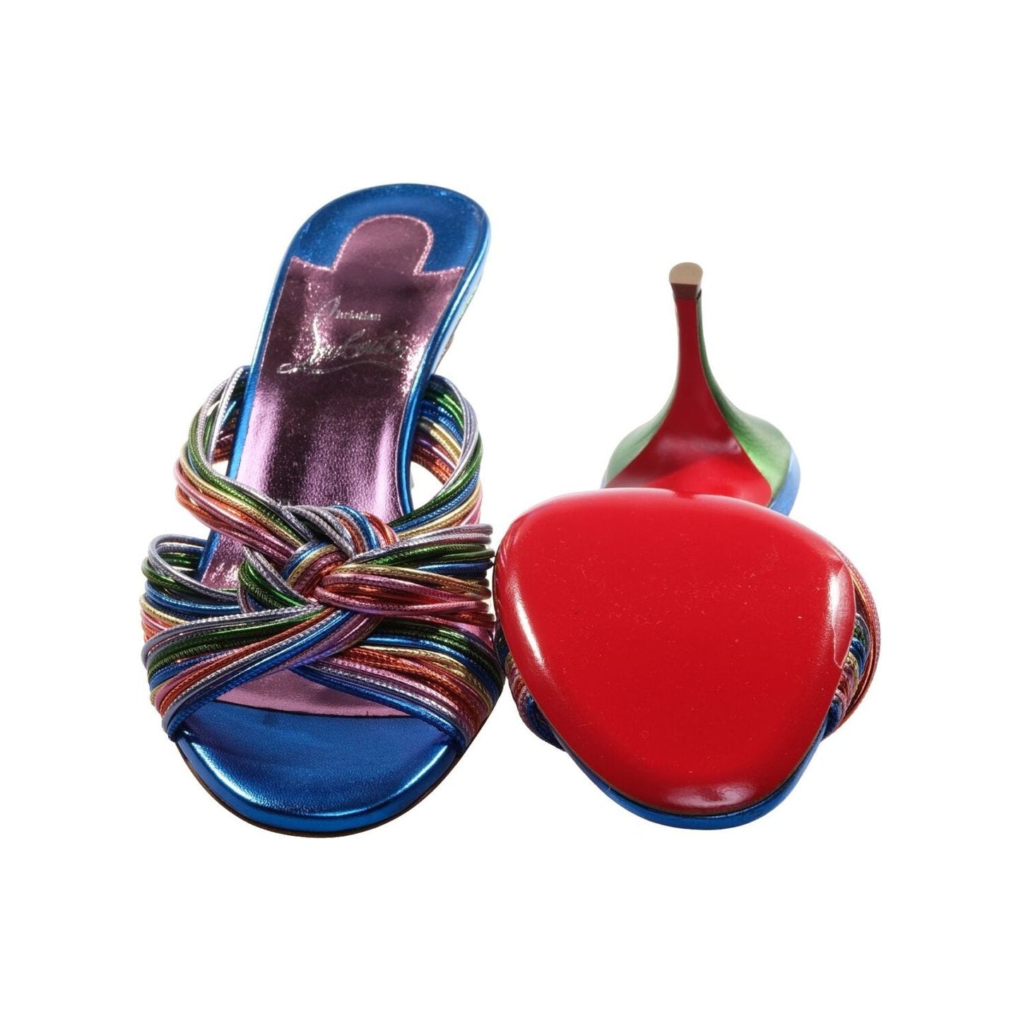 Christian Louboutin Multitaski 70 Multicolour Leather Kitten Heel Sandals Christian Louboutin