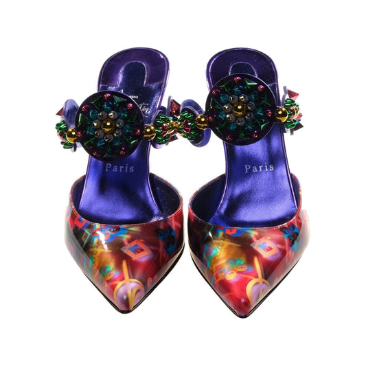 Christian Louboutin Miss Goldora 85 Embellished Buckle Multicolour Mule Heels Christian Louboutin