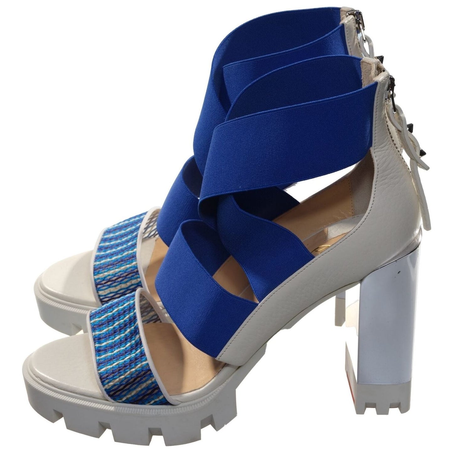 Christian Louboutin Patrouigoma 100 Blue White Rubber And Elastic Platform Heels Christian Louboutin