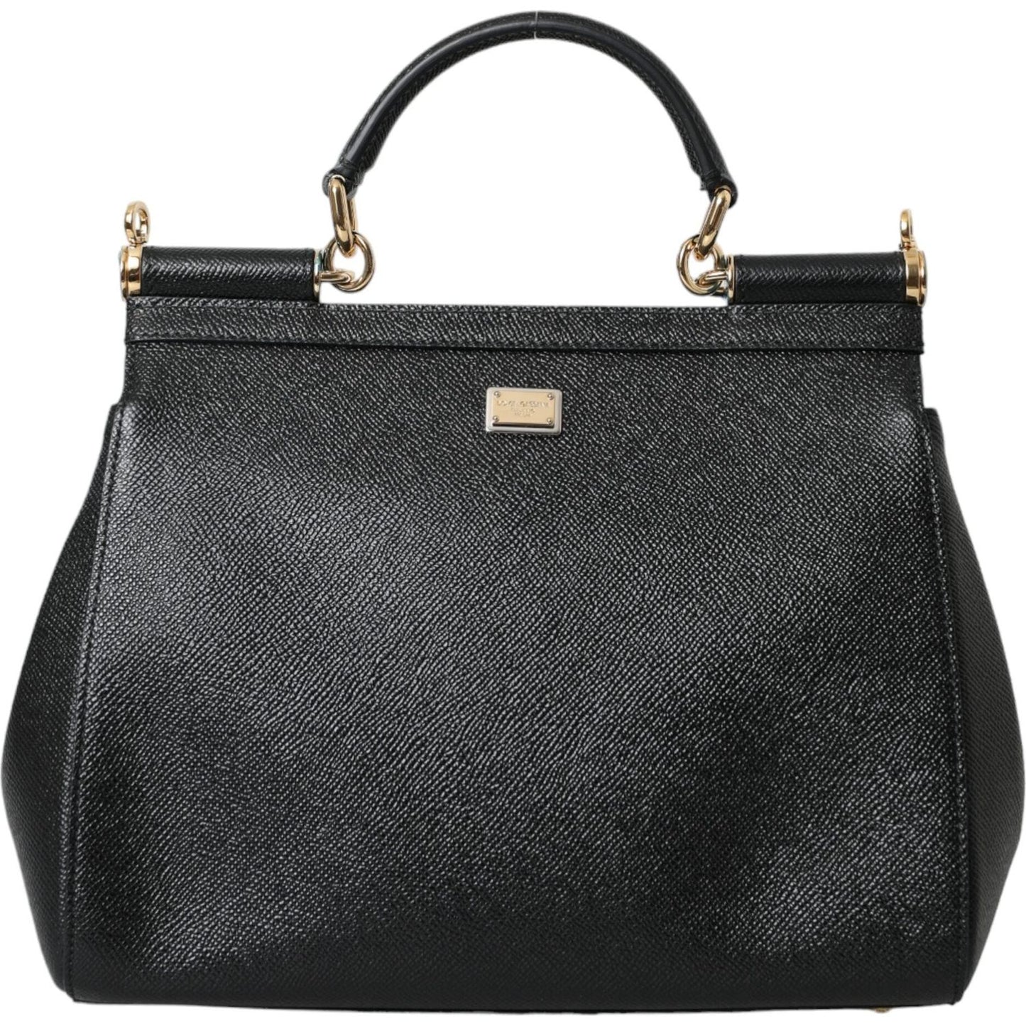 Dolce & Gabbana Black Leather #DGFamily Patch Top Handle Bag Dolce & Gabbana