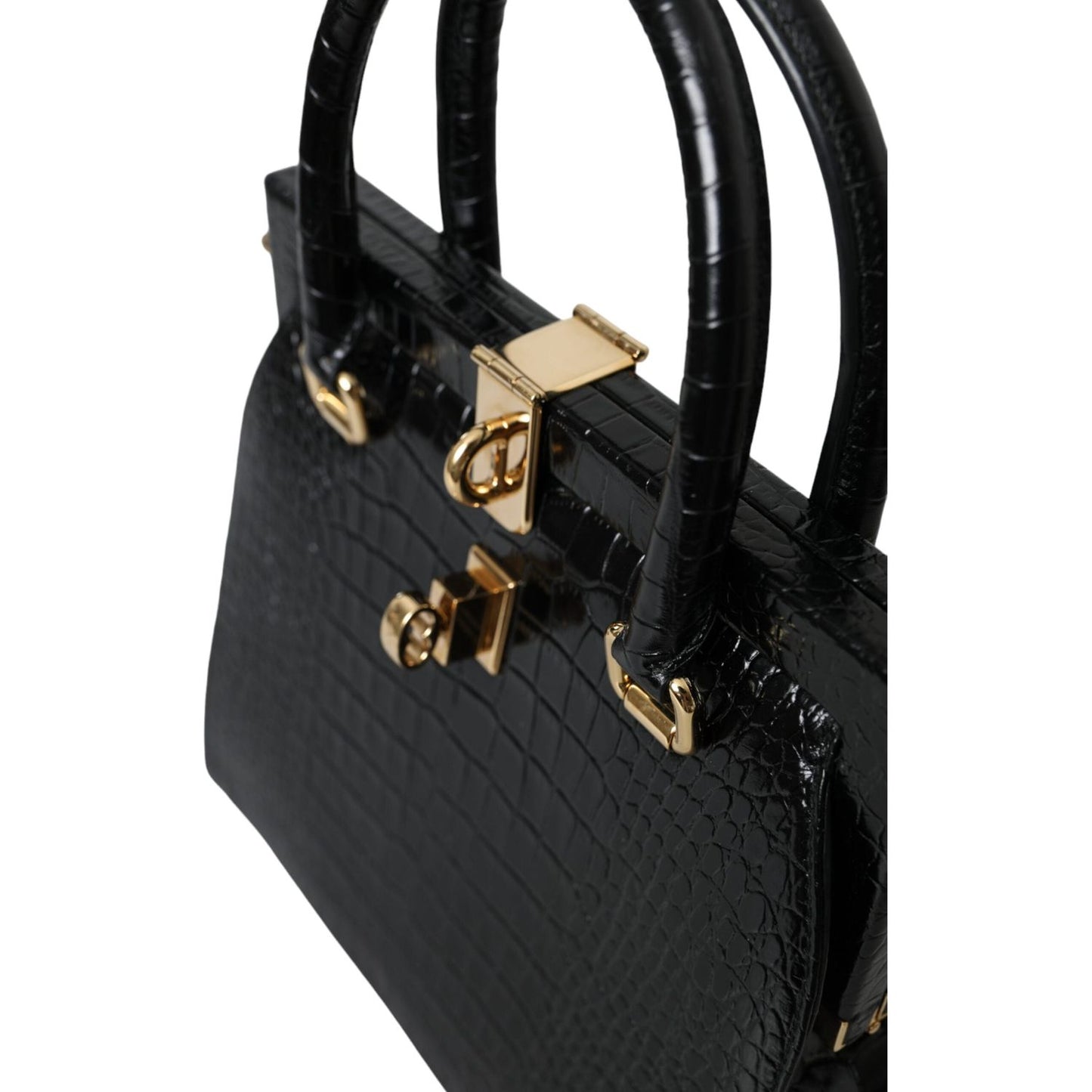 Dolce & Gabbana Black Exotic Leather Top Handle Tote Women Bag Dolce & Gabbana