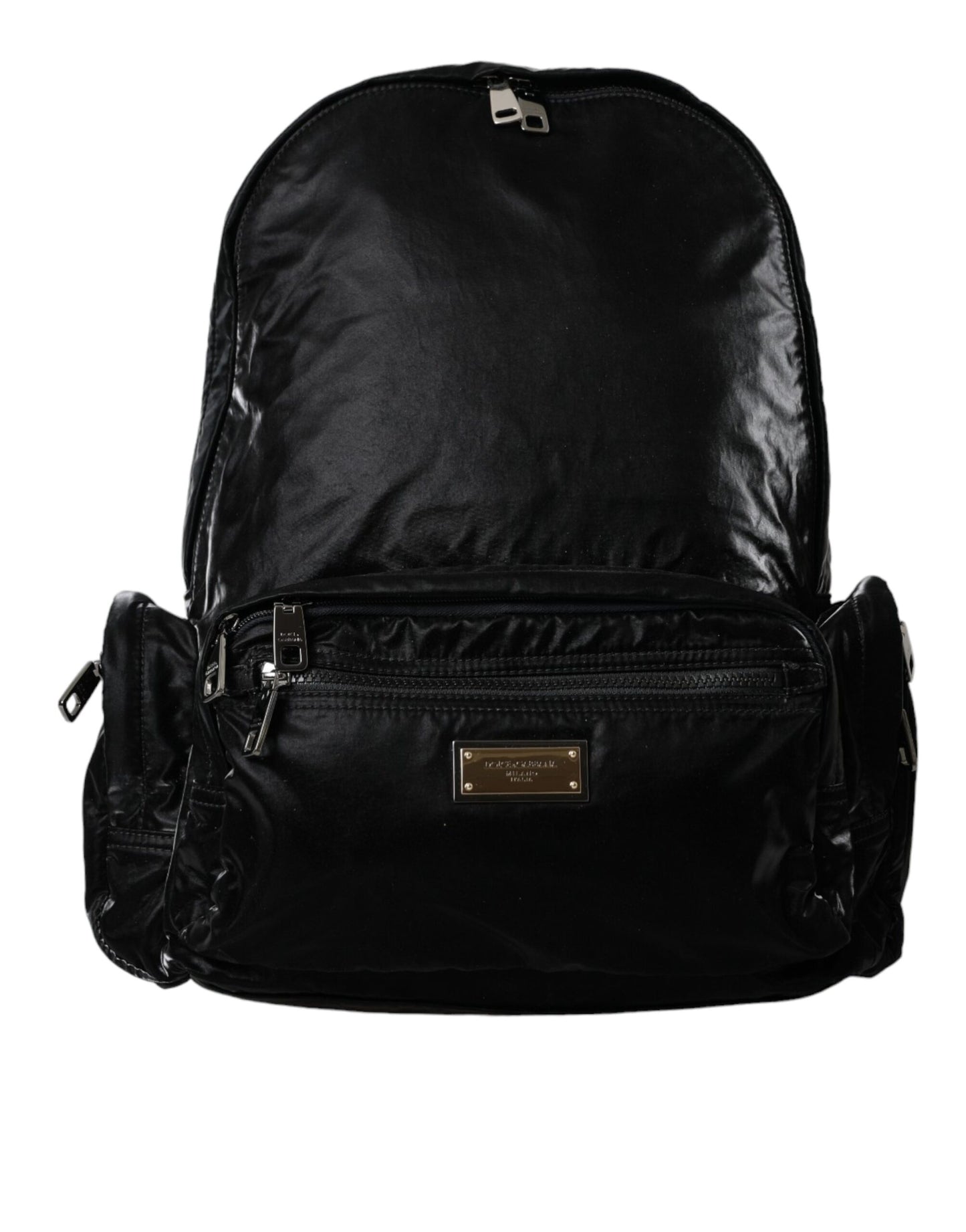 Dolce & Gabbana Black Patent Leather Logo Plaque Backpack Bag Dolce & Gabbana