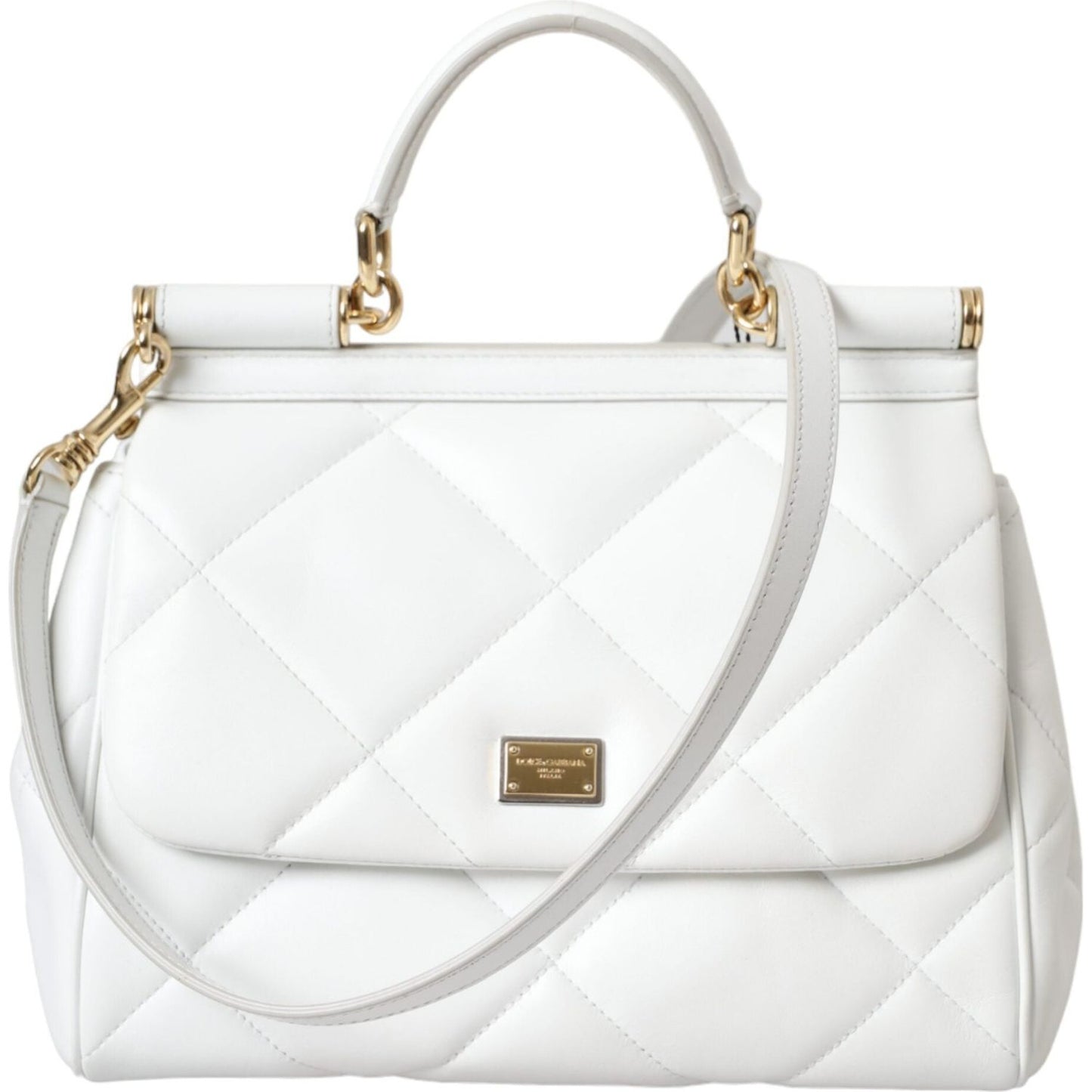 Dolce & Gabbana White Quilted Leather SICILY Hand Shoulder Purse Satchel Bag Dolce & Gabbana