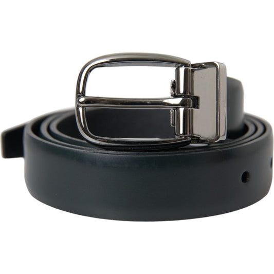 Dolce & Gabbana Black Leather Silver Metal Buckle Belt Men Dolce & Gabbana