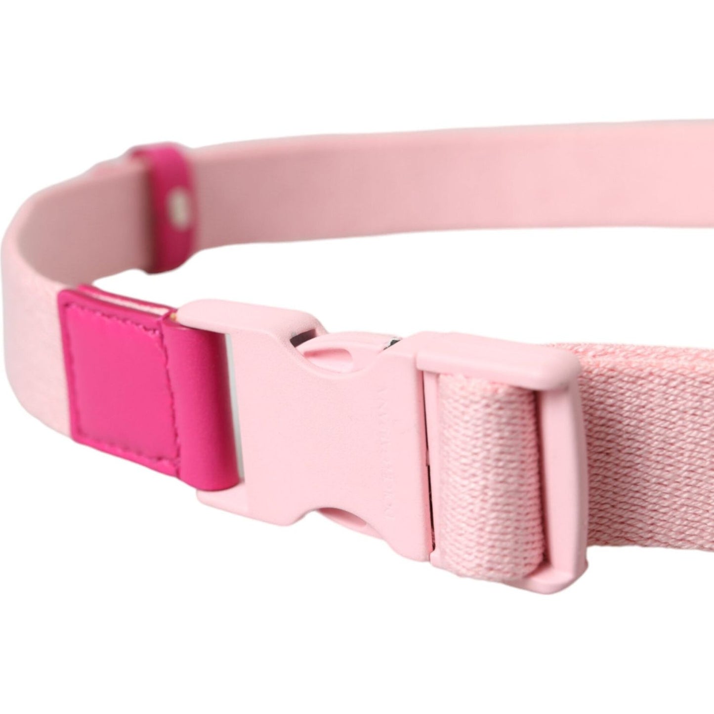 Dolce & Gabbana Pink Canvas Stretch Plastic Buckle Women Belt Dolce & Gabbana