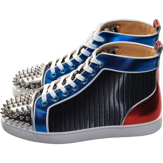 Christian Louboutin Louis Spikes Orlato Flat Multi Coloured Leather High Top Sneakers Christian Louboutin