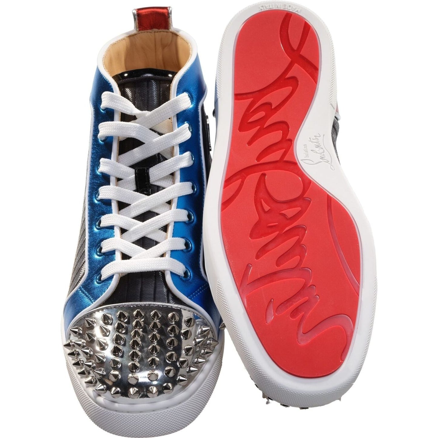 Christian Louboutin Louis Spikes Orlato Flat Multi Coloured Leather High Top Sneakers Christian Louboutin