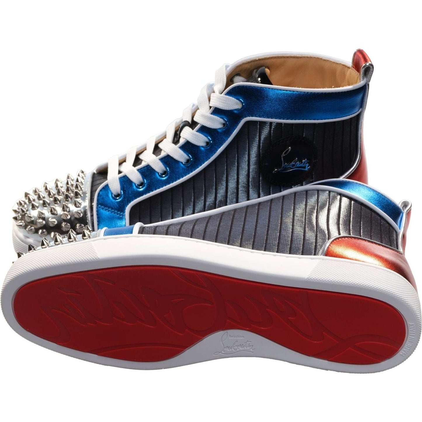 Christian Louboutin Louis Spikes Orlato Flat Multi Coloured Leather High Top Sneakers Christian Louboutin