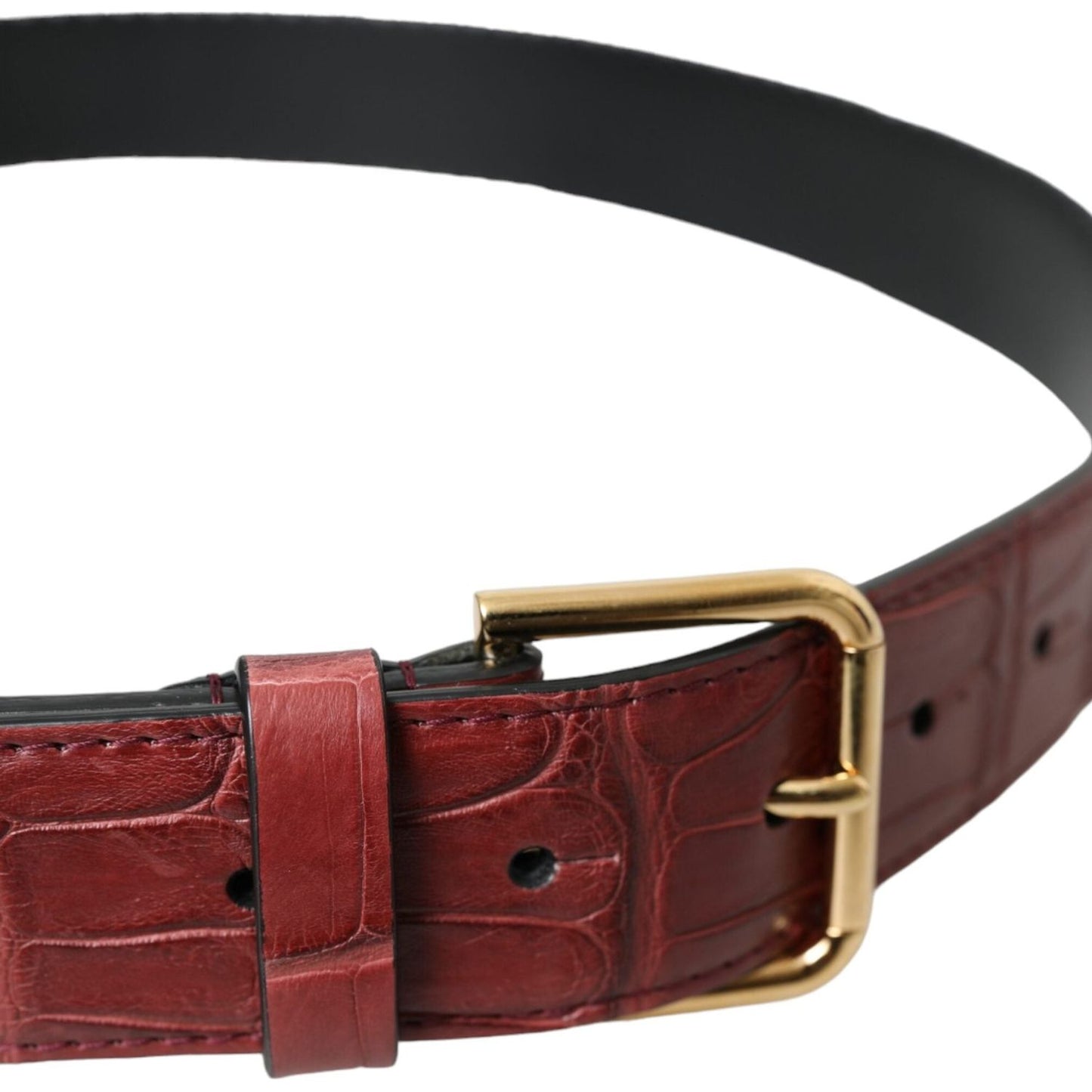 Dolce & Gabbana Brown Alligator Leather Studded Metal Buckle Belt Dolce & Gabbana