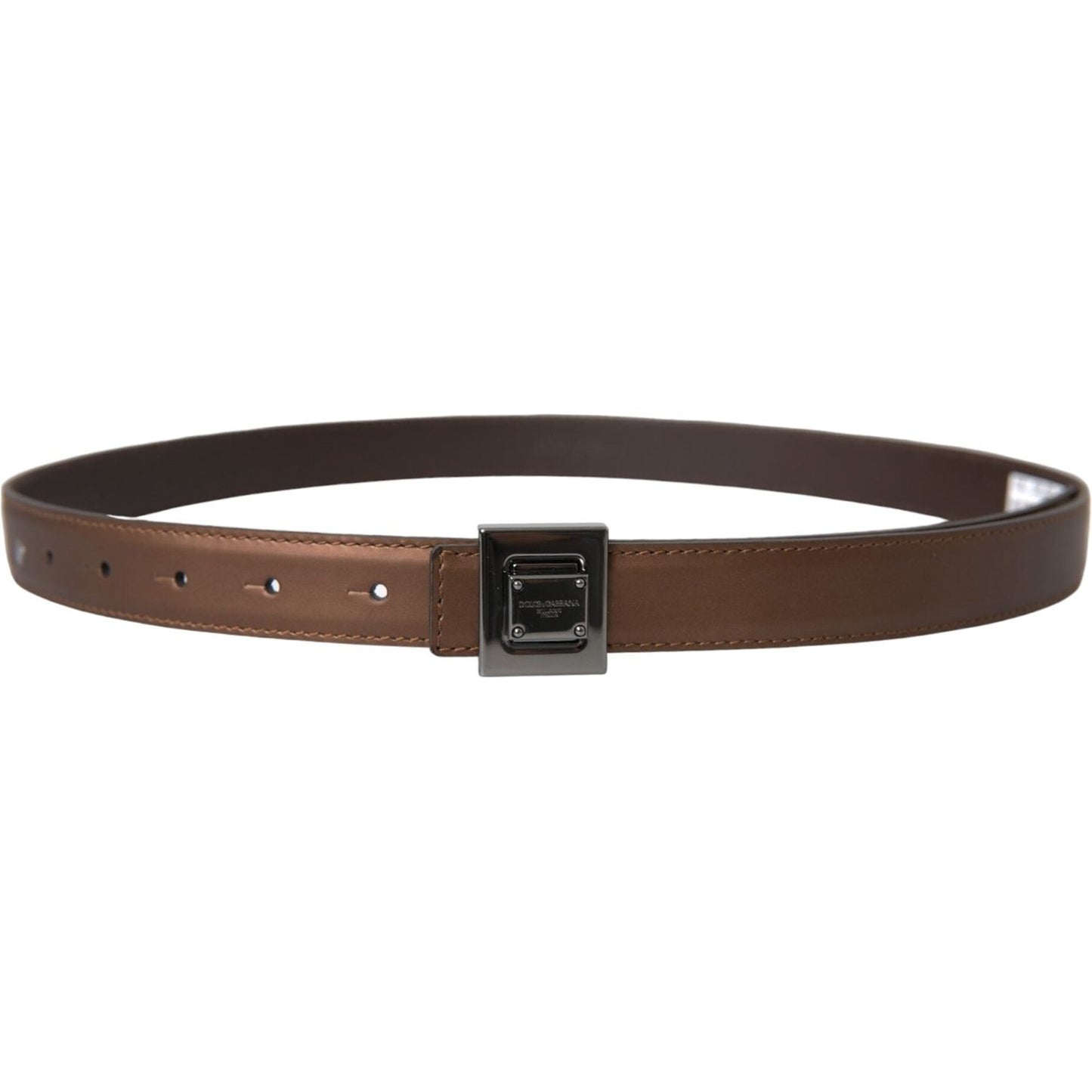 Dolce & Gabbana Bronze Leather Square Metal Buckle Belt Dolce & Gabbana