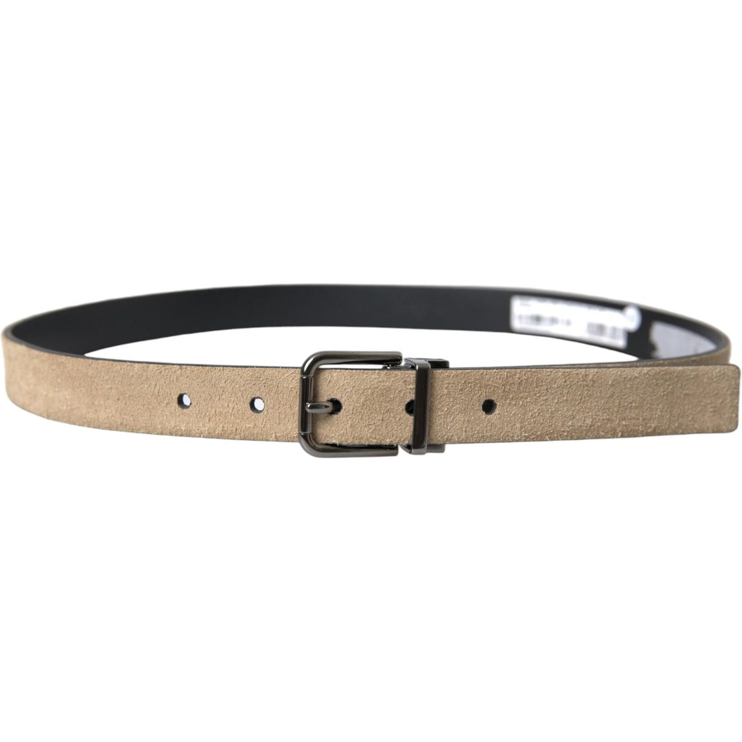 Dolce & Gabbana Beige Suede Leather Silver Metal Buckle Belt Dolce & Gabbana