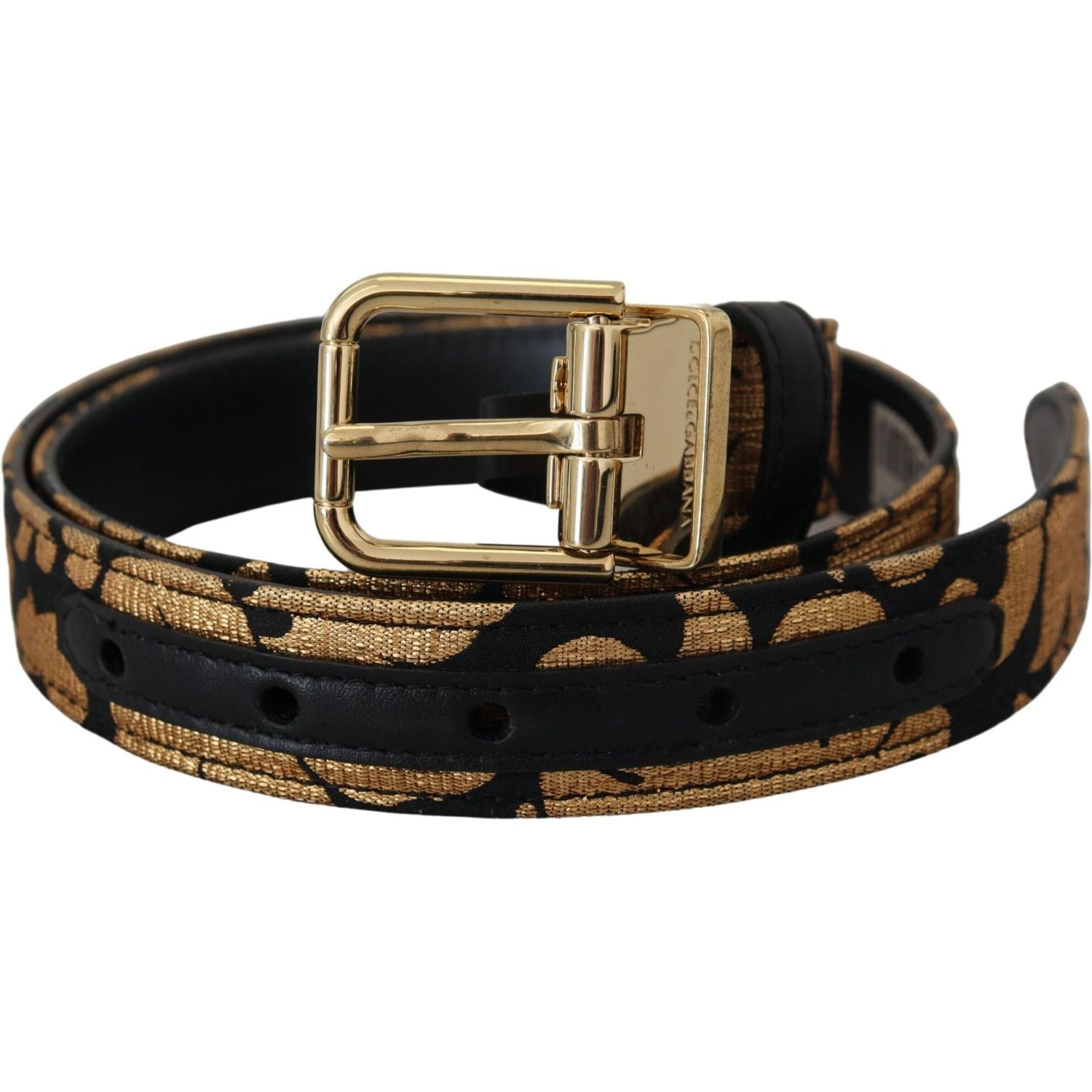 Dolce & Gabbana Multicolor Jacquard Leather Logo Buckle Belt