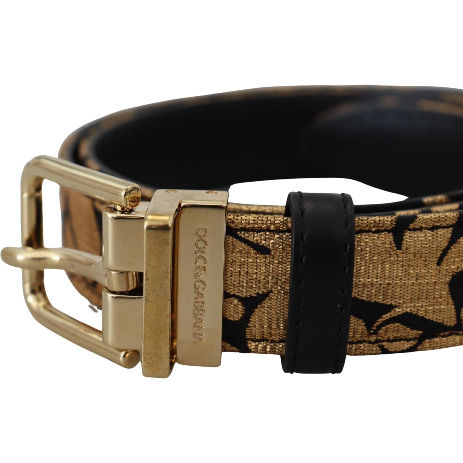 Dolce & Gabbana Multicolor Jacquard Leather Logo Buckle Belt