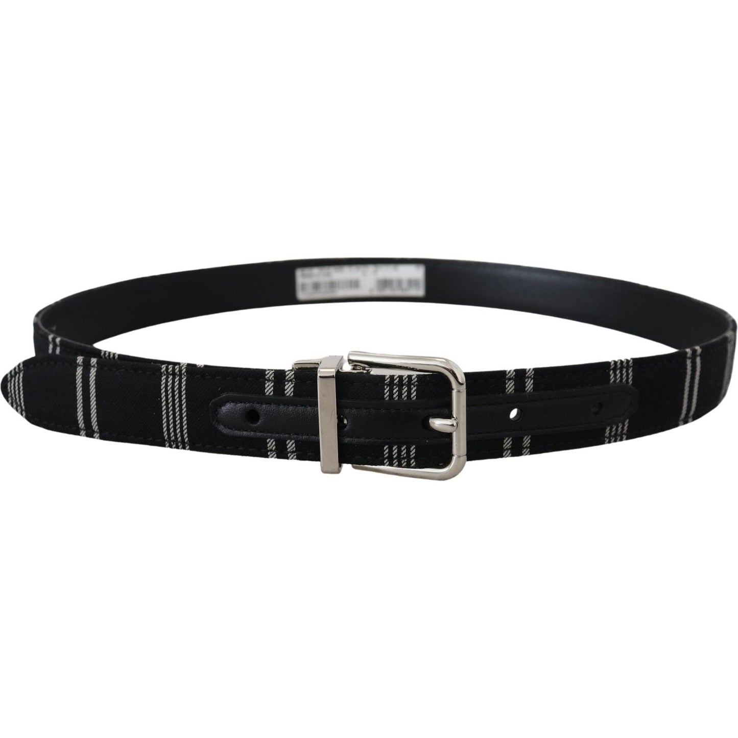 Dolce & Gabbana Black White Cotton Metal Silver Buckle Belt Dolce & Gabbana