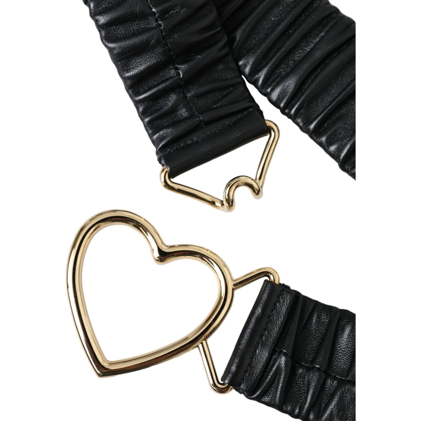 Dolce & Gabbana Black Leather Gold Heart Metal Buckle Belt Dolce & Gabbana