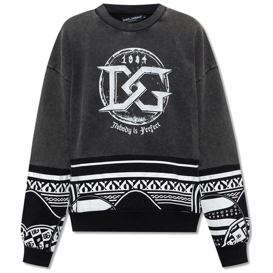 Dolce & Gabbana Black Cotton Sweater Dolce & Gabbana