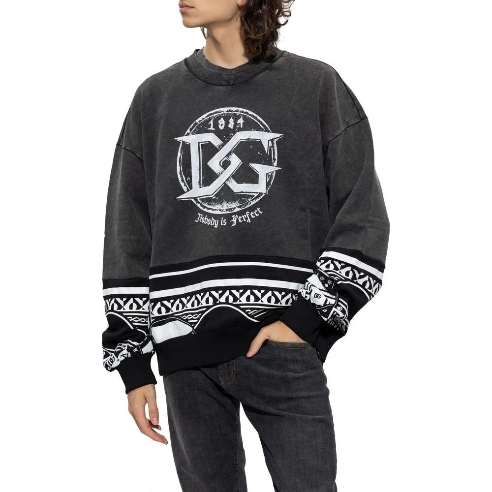 Dolce & Gabbana Black Cotton Sweater Dolce & Gabbana