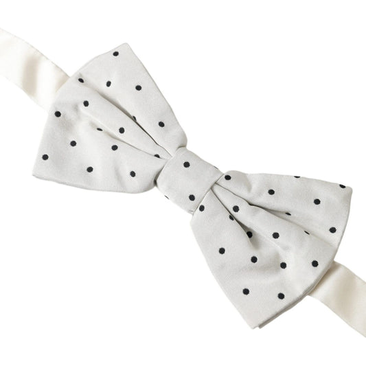 Dolce & Gabbana White Black Polka Dot Polyester Bow Tie Men Dolce & Gabbana