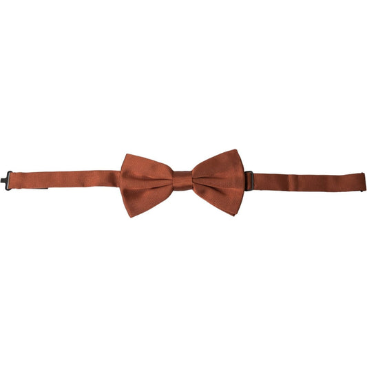 Dolce & Gabbana Brown Silk Adjustable Neck Men Bow Tie Dolce & Gabbana