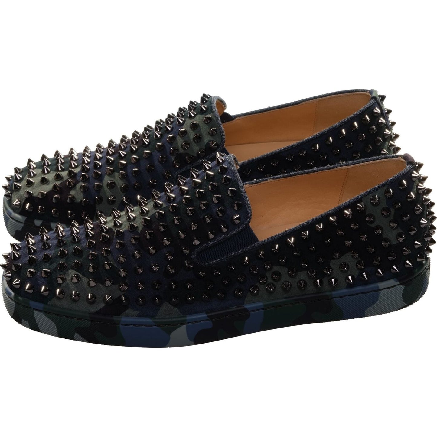 Christian Louboutin Roller Boat Flat Slip On Camouflage and Studded Shoes Christian Louboutin